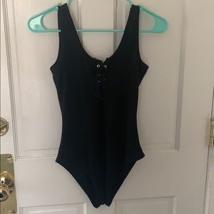 Black tie up bodysuit. Size small